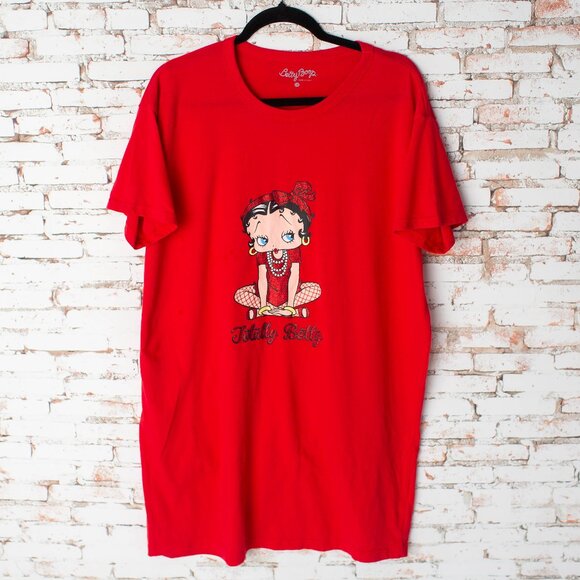 2012 Betty Boop Red Short Sleeve Sleep Shirt Women’s Size 1X Totally Betty - Picture 1 of 7